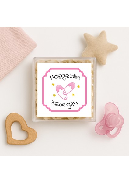 4,5 cm Hoşgeldin Bebeğim Temalı 15 Adet Etiket Model-7