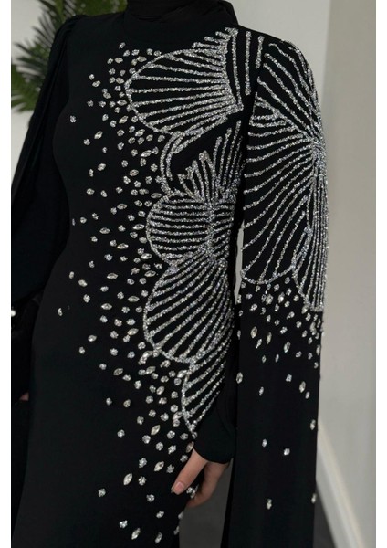 Carla Yandan Taşlı Abiye Siyah fırsatları