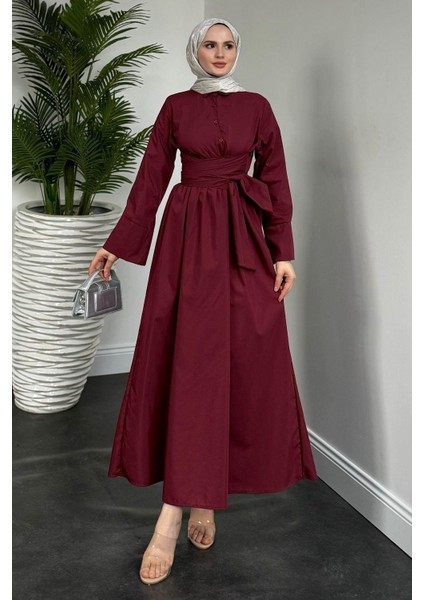 Izella Gömlek Elbise Bordo