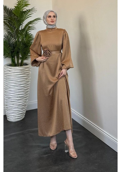 Margherita Taşlı Balon Kol Abiye Cappucino fiyatları