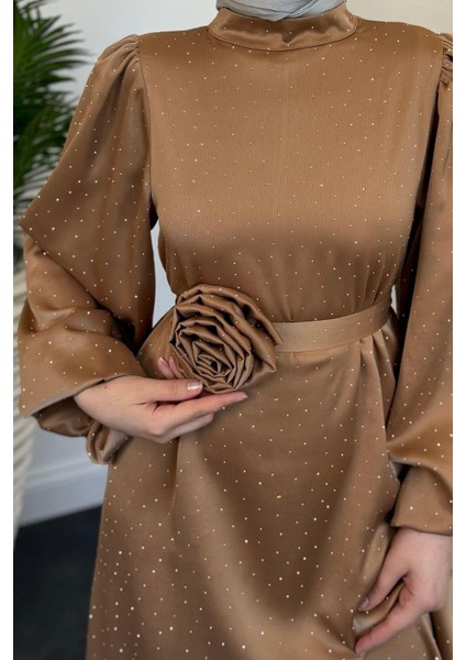 Margherita Taşlı Balon Kol Abiye Cappucino fırsatları