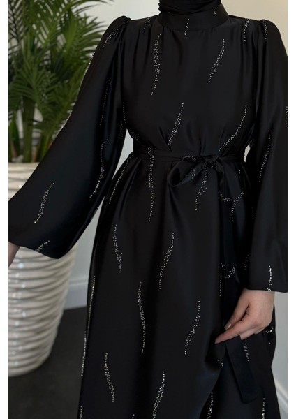 Kaitlyn Taşlı Abiye Siyah