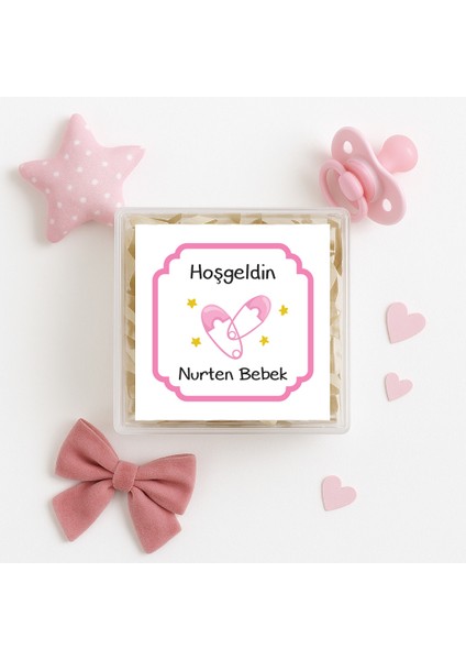 4,5 cm Kişiselleştirilebilir Hoşgeldin Bebeğim Temalı 15 Adet Etiket Model-11