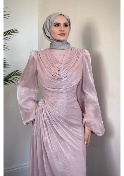 Jenika Omzu ve Beli Taşlı Abiye Pudra fırsatları
