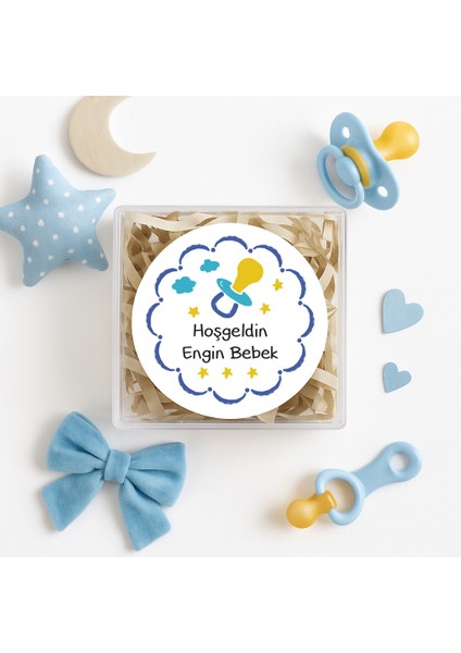 4 cm Kişiselleştirilebilir Hoşgeldin Bebeğim Temalı 24 Adet Etiket Model-6