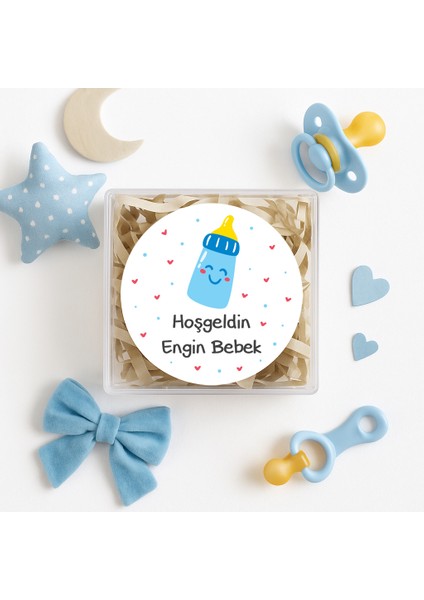 4 cm Kişiselleştirilebilir Hoşgeldin Bebeğim Temalı 24 Adet Etiket Model-2