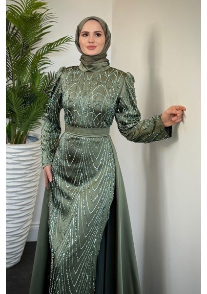 Katy Pelerinli Simli Abiye Haki modelleri