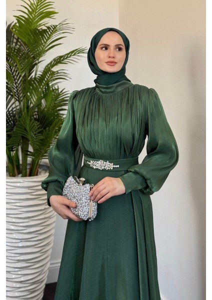 Molinna Beli Taşlı Janjan Abiye Zümrüt fırsatları