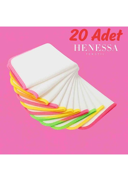 20 Adet Pamuklu Kız Bebek Ağız Mendili (Sırt Yüz ve Ter) 22×22
