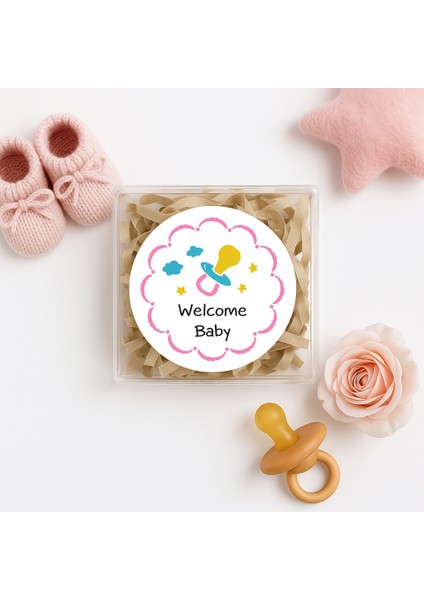 4 cm Welcome Baby Temalı 24 Adet Etiket Model-2