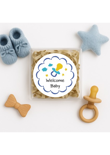 4 cm Welcome Baby Temalı 24 Adet Etiket Model-1