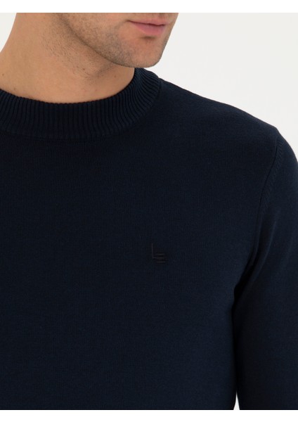 Erkek Lacivert Slim Fit Çeyrek Balıkçı Basic Triko Kazak 50259098-VR033