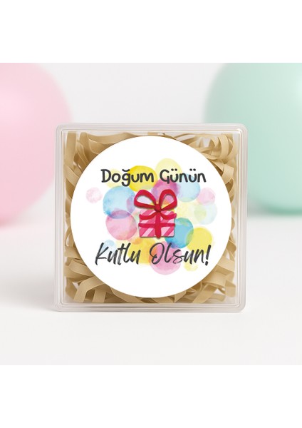 Doğum Günü Temalı Baskılı Yapışkanlı Etiket 4 cm Yuvarlak 24 Adet Model 8