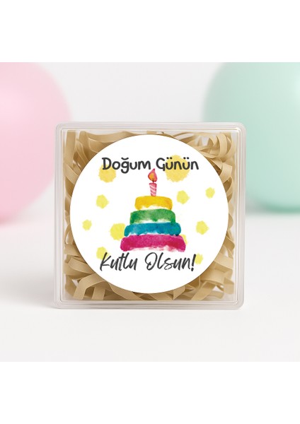 Doğum Günü Temalı Baskılı Yapışkanlı Etiket 4 cm Yuvarlak 24 Adet Model 4
