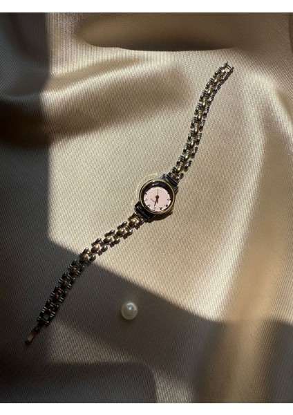 Retro Minimal Hasır Kordon Vintage Kadın Kol Saati Pembe