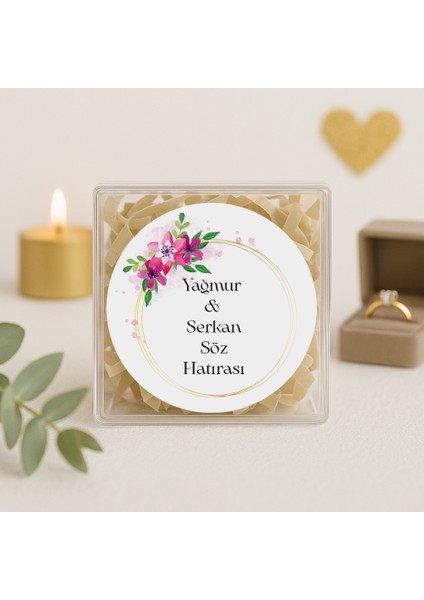 Kişiye Özel Söz- Nişan Hatırası Baskılı Yapışkanlı Etiket 24 Adet No:81