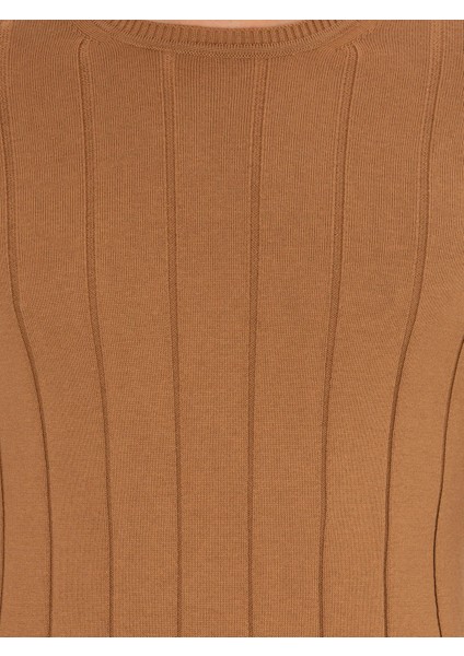 Erkek Hardal Regular Fit Pamuk Karışımlı Bisiklet Yaka Triko Kazak 50257389-VR072 modelleri