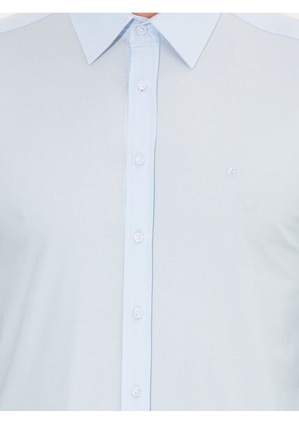 Erkek Açık Mavi Slim Fit Uzun Kollu Basic Gömlek 50268506-VR003