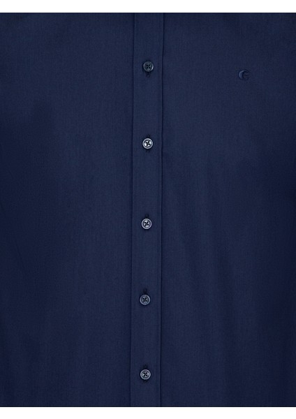Erkek Lacivert Slim Fit Uzun Kollu Basic Gömlek 50250885-VR033