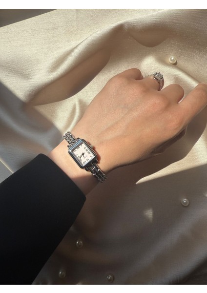 Retro Minimal Hasır Kordon Vintage Kadın Kol Saati Kare