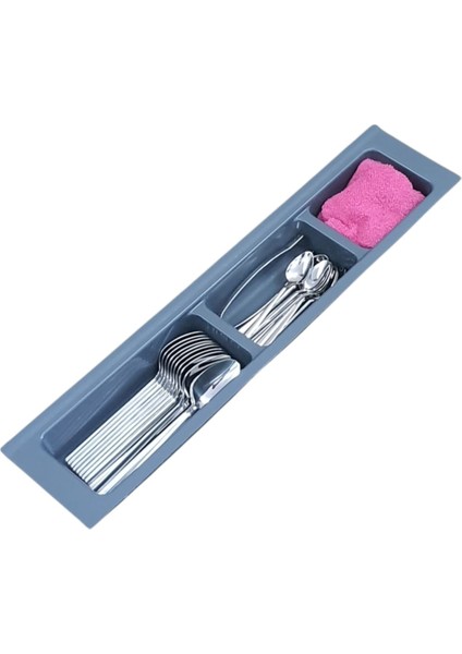 Mutfak Çekmece Içi Kaşıklık Üç Bölmeli Modül 11CM x 48CM Antrasit