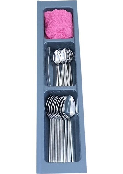 Mutfak Çekmece Içi Kaşıklık Üç Bölmeli Modül 11CM x 48CM Antrasit