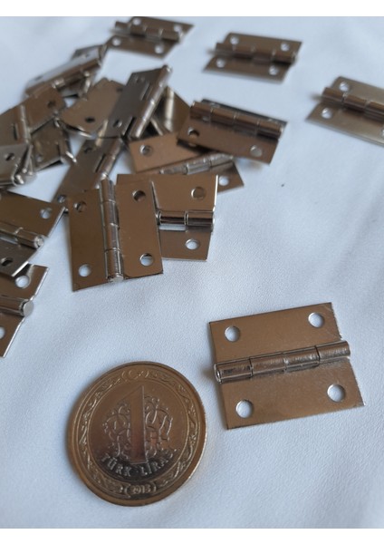 10 Adet Nikel Tavla Menteşe 20X25 mm Kutu ve Sandık Menteşesi Hobi Maket