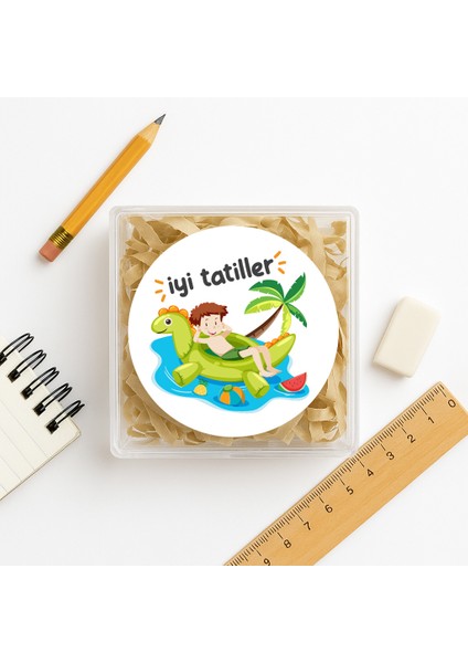 Iyi Tatiller Baskılı Yapışkanlı Etiket 4 cm Yuvarlak 24 Adet, Model 4