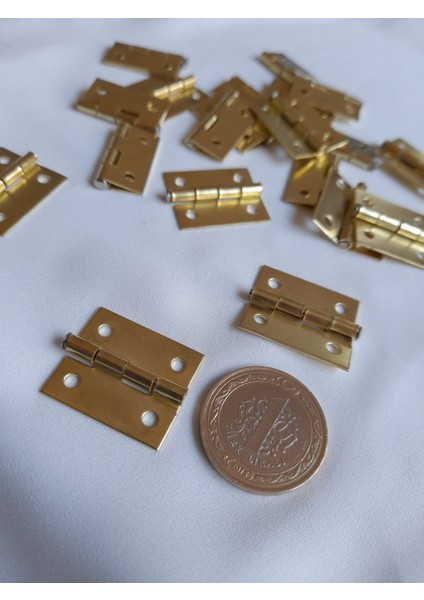 10 Adet Sarı Tavla Menteşe 20X25 mm Kutu ve Sandık Menteşesi Hobi Maket modelleri