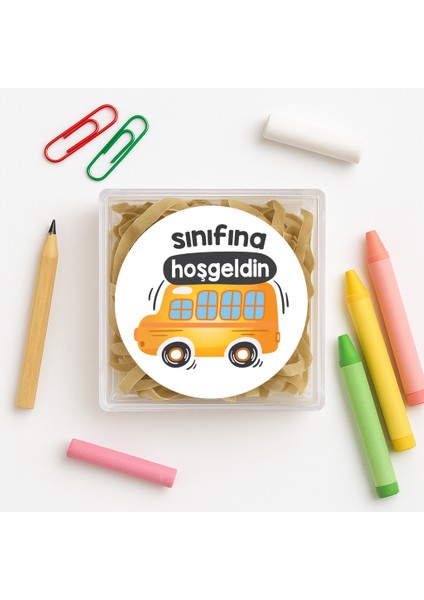 Sınıfına Hoşgeldin Baskılı Yapışkanlı Etiket 4 cm 24 Adet Model: 4