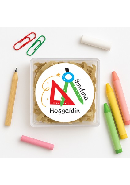 Sınıfına Hoşgeldin Baskılı Yapışkanlı Etiket 4 cm 24 Adet Model: 1