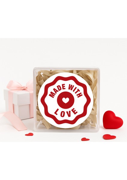 Made With Love Baskılı 4 cm Yuvarlak Etiket No:07