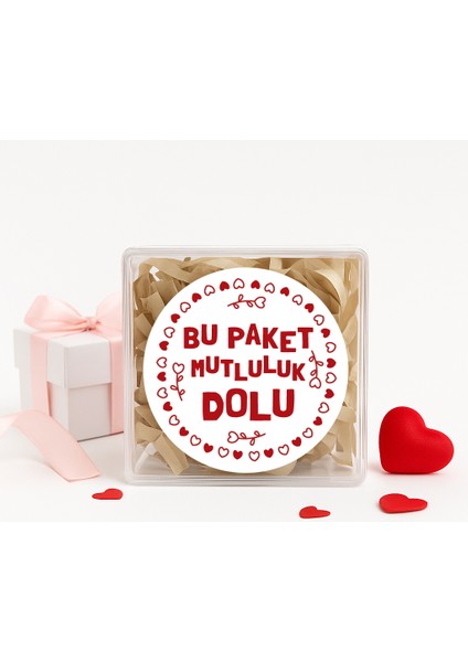 Bu Paket Mutluluk Dolu Baskılı 4 cm Yuvarlak Etiket No:20