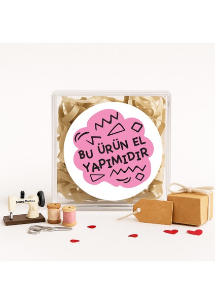 Bu Ürün El Yapımıdır Baskılı 4 cm Yuvarlak Etiket 24 Adet