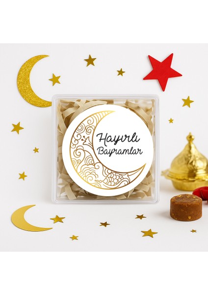 Hayırlı Bayramlar Baskılı 4 cm Yuvarlak Etiket 24 Adet