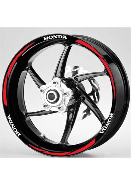 Motosiklet Jant Şeridi Honda Beyaz Honda Yazılı 3 Parçalı Kırmızı Sağ-Sol/ön-Arka