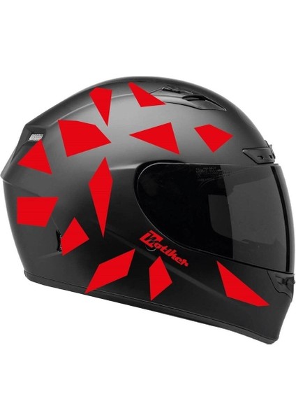 Kare Kırmızı Kamuflaj Kask Sticker Modeli