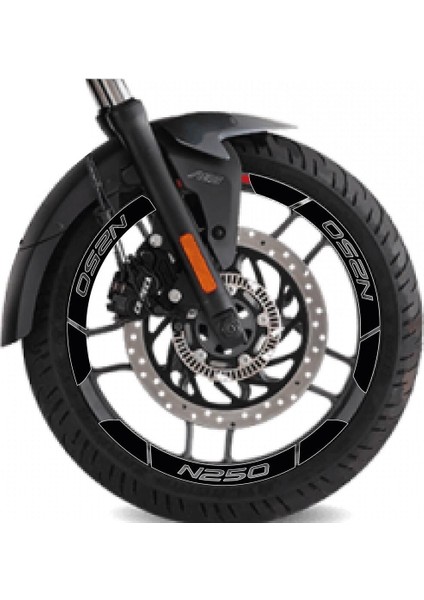 Siyah Bajaj N250 Geniş Jant Sticker Etiket Modeli