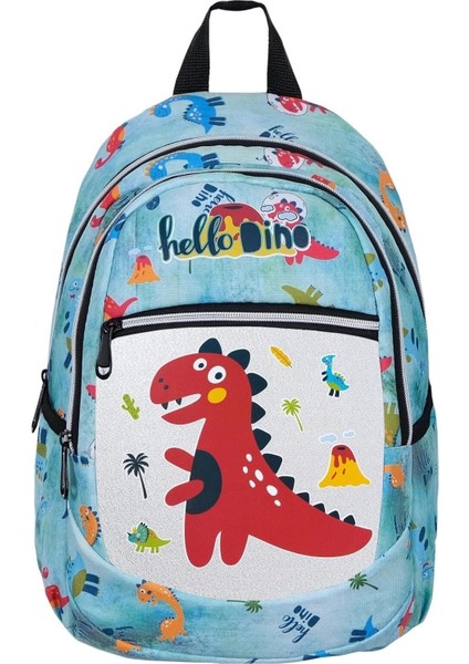 Anaokul Sırt Çantası Kız Erkek Unisex Ortopedik Astarlı Su Geçirmez 5 6 7 Yaş Dinozor Su Yeşili