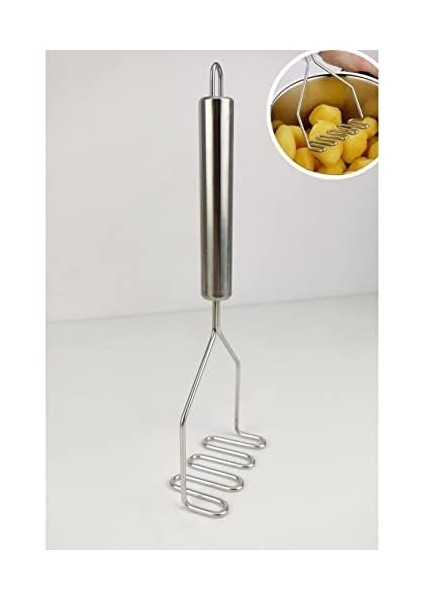Paslanmaz Metal Patates Ezici 29 cm Gri - THN74012
