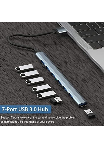 USB C Hub 3.0, Alüminyum 7'si 1 Arada USB C Dongle Usb, MacBook Pro, Imac, iPad Pro, Chromebook, Pixelbook, Dell Xps, Samsung ve Daha Fazla Tip C Aygıtları Için Uzatın