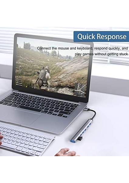 USB C Hub 3.0, Alüminyum 7'si 1 Arada USB C Dongle Usb, MacBook Pro, Imac, iPad Pro, Chromebook, Pixelbook, Dell Xps, Samsung ve Daha Fazla Tip C Aygıtları Için Uzatın