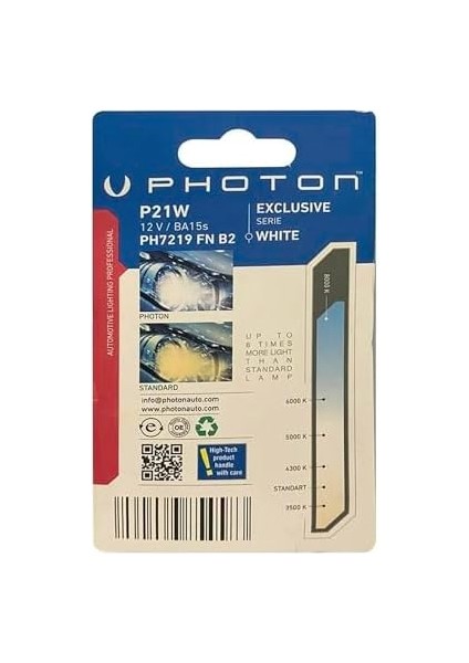 93 P21W Beyaz Tek Duy Fanlı Ampul Takımı, 12 Volt, 2 Adet