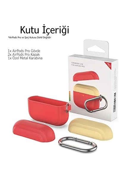 Airpods Pro ile Uyumlu Kılıf Mat Silikon Case Yedek Kapak Hediyeli Pt-P4 Kırmızı