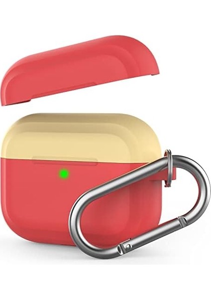 Airpods Pro ile Uyumlu Kılıf Mat Silikon Case Yedek Kapak Hediyeli Pt-P4 Kırmızı
