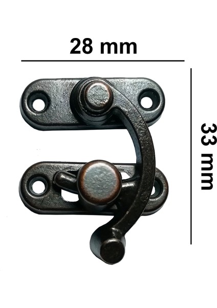 Orta Boy 2 Adet Yay Gözü Kancalı Kilit 28X33 mm Kutu Kilit Bakır Oksit