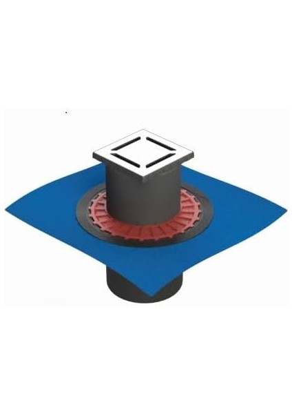 V-Flow Kare 5607273 Yalıtımlı Duş Kanalı, Alttan Çıkışlı, 10X10 Cm, Dk 100 Kapak, Parlak Krom