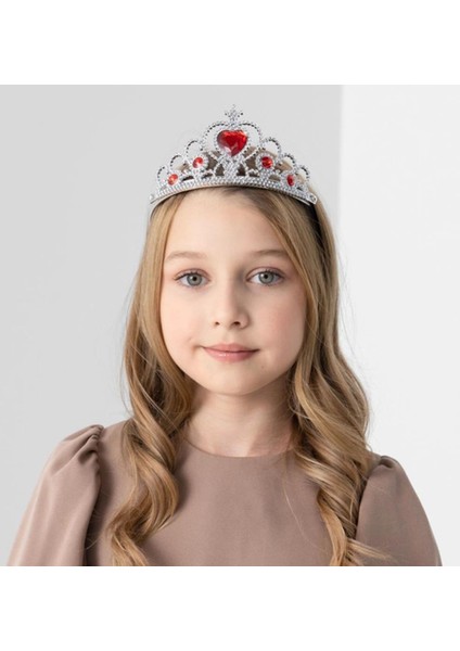 Kalp Taşlı Kırmızı Renk Karlar Ülkesi Elsa Anna Frozen Tacı.glpzr