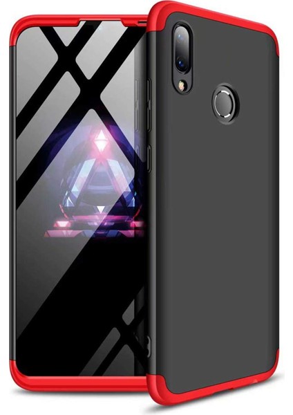 Huawei P Smart 2019 Için Kılıf Double Dip 360 Protective Siyah Kırmızı [p Smart 2019 ile Uyumlu Kılıf - Kırmızı]