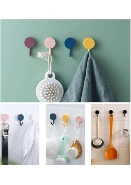 4 Adet Yapışkanlı Duvar Askısı Askılık Güçlü Mutfak Banyo Kapı Dolap Duvar Askısı